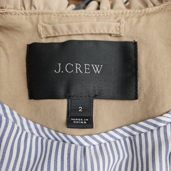 J. Crew tan khaki ruffle trim chino jacket size 2 - Picture 4 of 7